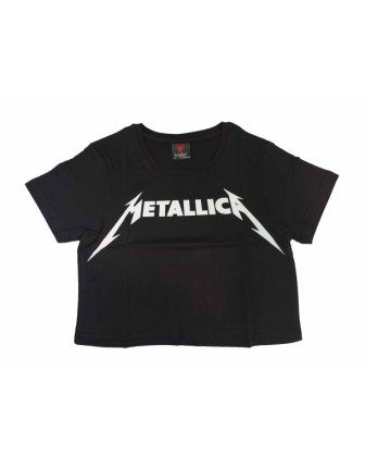 Metallica First Logo Bayan Crop Tişört