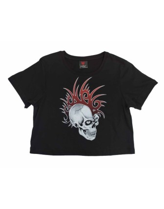 Skull Punk Bayan Crop Tişört