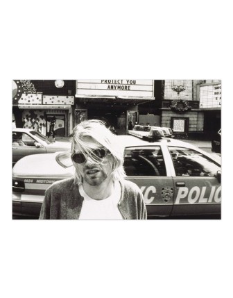 Kurt Cobain with Police Car Poster