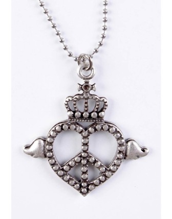 Taç Kalp Kanat Kolye