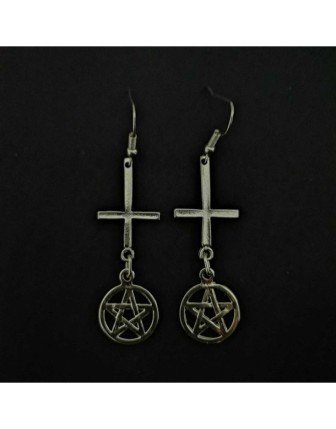 Pentagram Ters Haç 1 Küpe