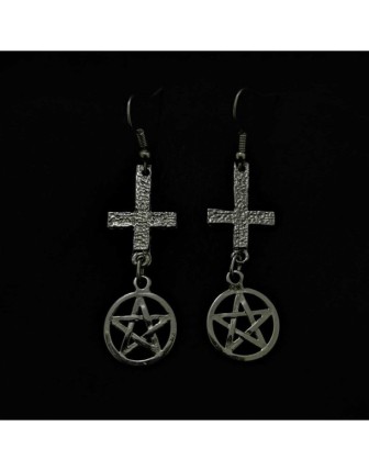 Pentagram Ters Haç 2 Küpe